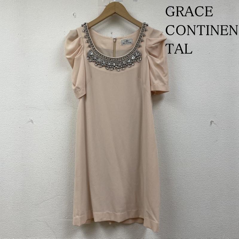 グレースコンチネンタル GRACE CONTINENTAL ワンピース ひざ丈スカート ビジュー ワンピース パフスリーブ ドレス 結婚式 フォーマル 36  桃 / ピンク / pink レディース USED 古着 中古 50145410