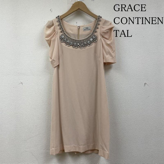 グレースコンチネンタル GRACE CONTINENTAL ワンピース ひざ丈スカート ビジュー ワンピース パフスリーブ ドレス 結婚式 フォーマル 36  桃 / ピンク / pink レディース USED 古着 中古 50145410