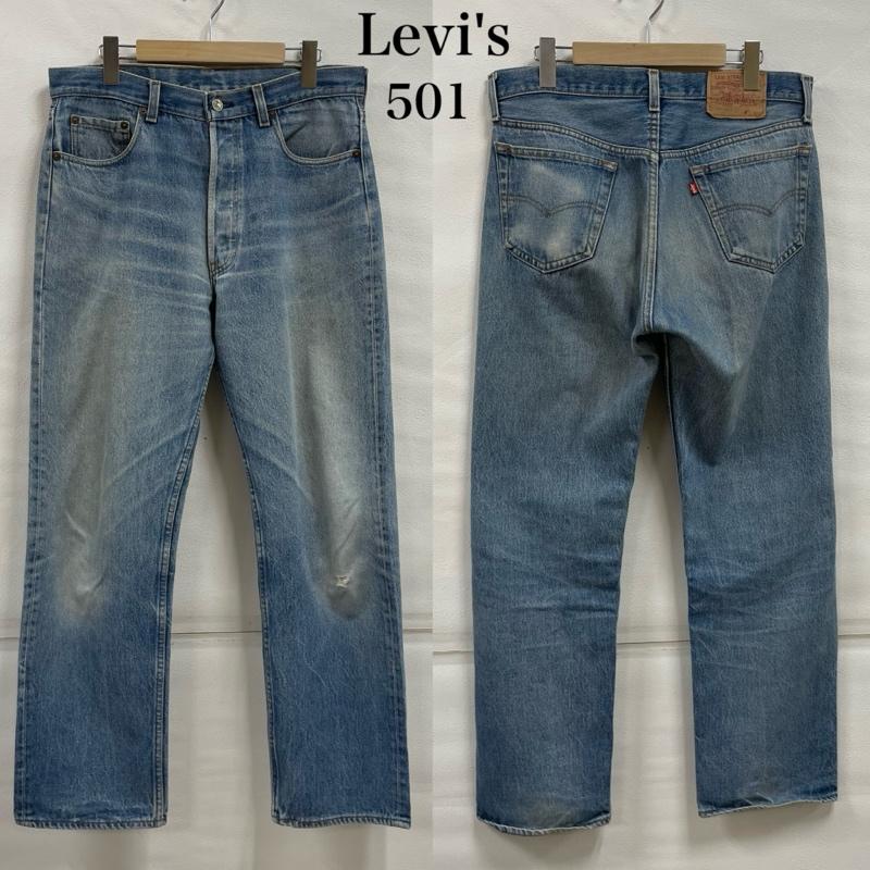 リーバイス Levi s パンツ デニム、ジーンズ 501 USA製 80 s ヴィンテージ ボタン裏 501 シングルステッチ 35インチ 無地 水色 / ライトブルー / メンズ USED 古着 中古 50145457