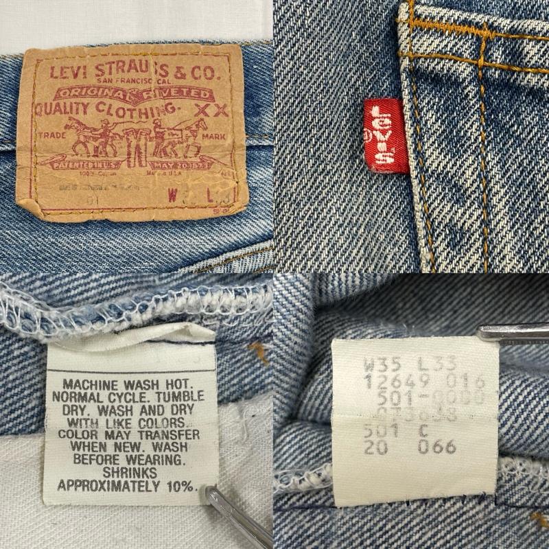 リーバイス Levi s パンツ デニム、ジーンズ 501 USA製 80 s ヴィンテージ ボタン裏 501 シングルステッチ 35インチ 無地 水色 / ライトブルー / メンズ USED 古着 中古 50145457