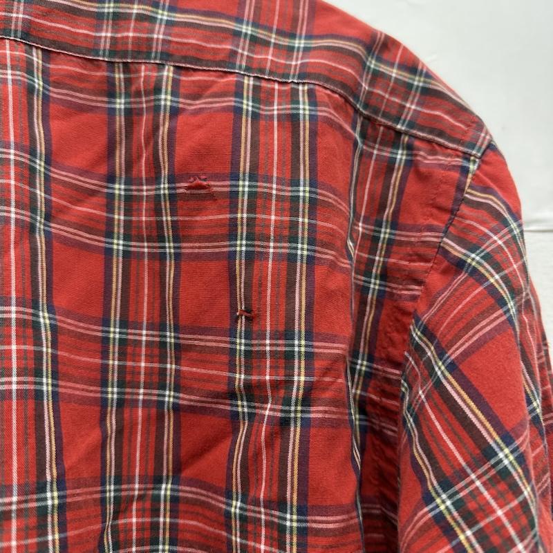 ポロラルフローレン POLO RALPH LAUREN シャツ、ブラウス 長袖 90s 緑タグ ロゴ刺繡 チェック ボタンダウン シャツ USA製 XL 赤 / レッド / red メンズ USED 古着 中古 50145476