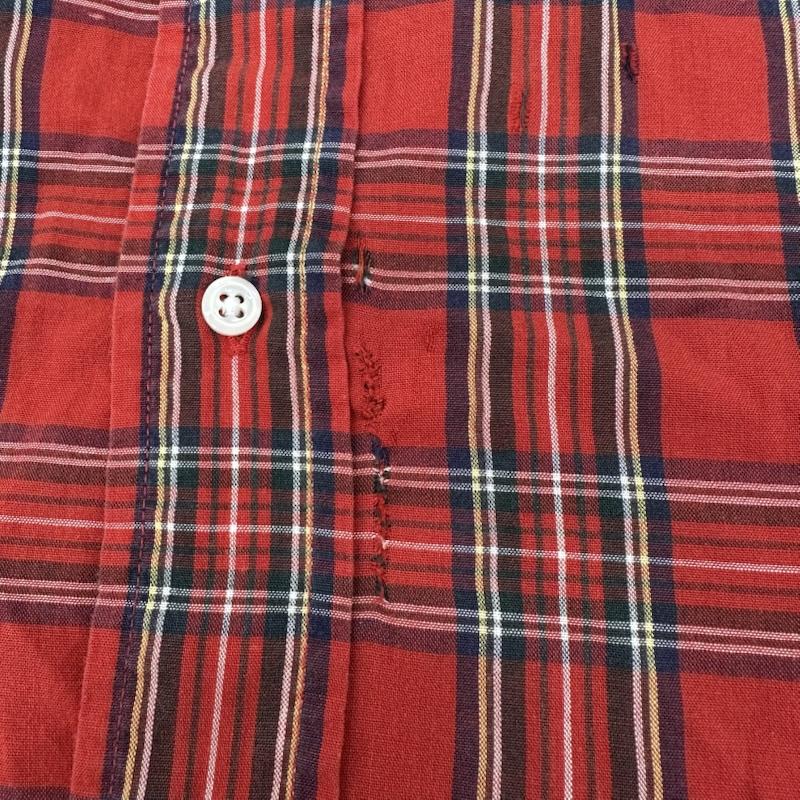 ポロラルフローレン POLO RALPH LAUREN シャツ、ブラウス 長袖 90s 緑タグ ロゴ刺繡 チェック ボタンダウン シャツ USA製 XL 赤 / レッド / red メンズ USED 古着 中古 50145476