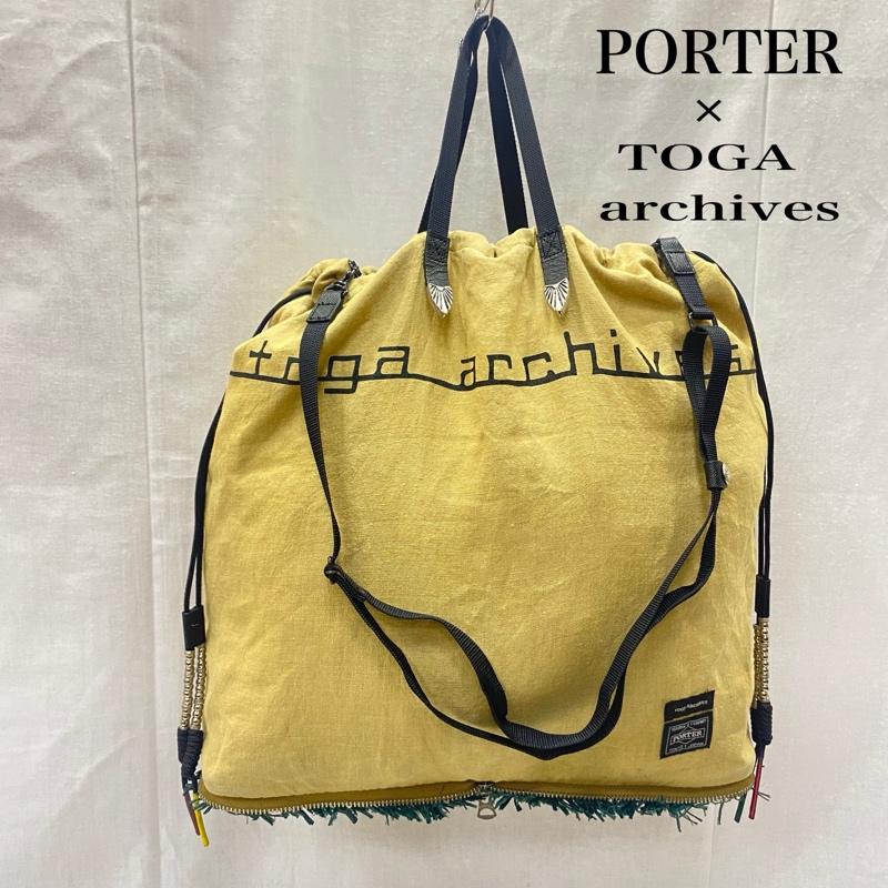 ポーター PORTER ショルダーバッグ ショルダーバッグ PORTER×TOGA ARCHIVES パッカブル 2WAYショルダーバッグ beige ロゴ、文字 ベージュ / ベージュ / beige X 緑 / グリーン / green レディース USED 古着 中古 50145580