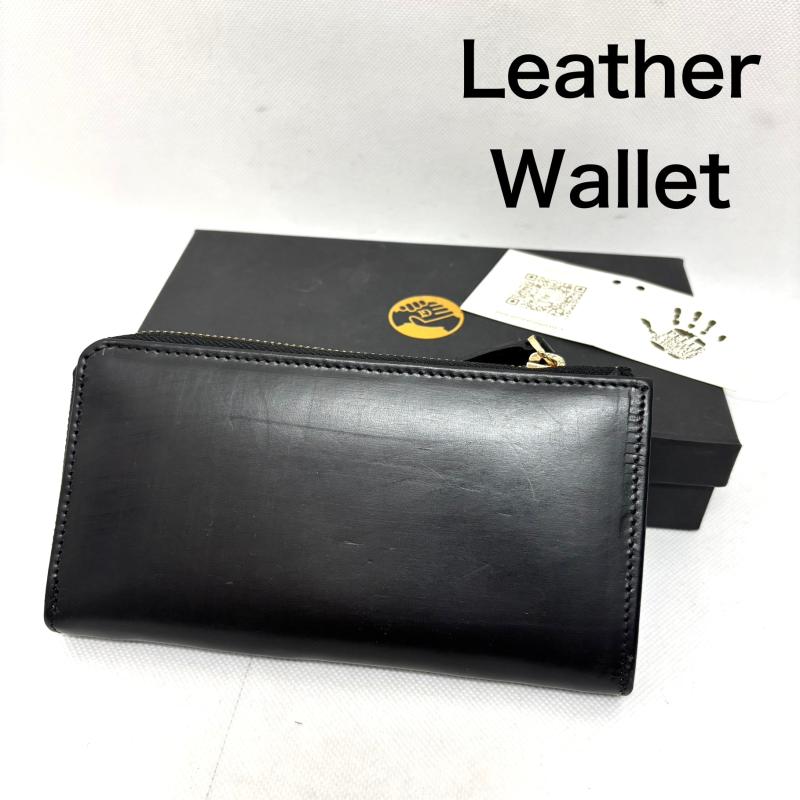 レザー レザー 財布 長財布 レザーウォレット ブライドルレザー タンニンなめし革 黒 / ブラック / black メンズ USED 古着 中古 50145635