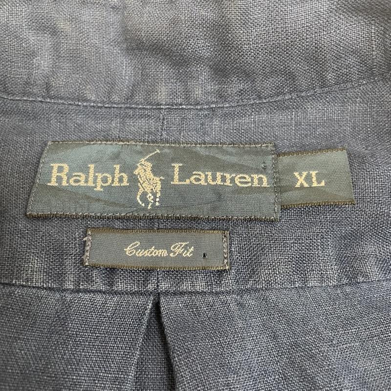 ラルフローレン RALPHLAUREN シャツ、ブラウス 長袖 長袖 シャツ ブラウス 麻100% リネン バンドカラー ロゴ ワンポイント 刺繍 XL ロゴ、文字 X 刺繍 X ワンポイント インディゴ / インディゴ / Indigo メンズ USED 古着 中古 50145662