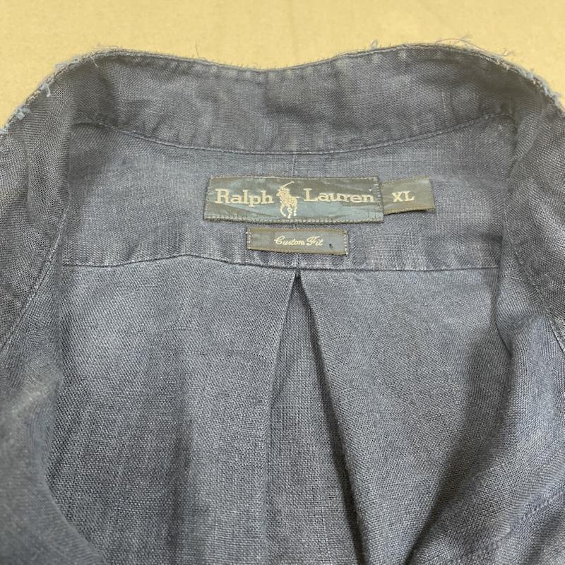 ラルフローレン RALPHLAUREN シャツ、ブラウス 長袖 長袖 シャツ ブラウス 麻100% リネン バンドカラー ロゴ ワンポイント 刺繍 XL ロゴ、文字 X 刺繍 X ワンポイント インディゴ / インディゴ / Indigo メンズ USED 古着 中古 50145662