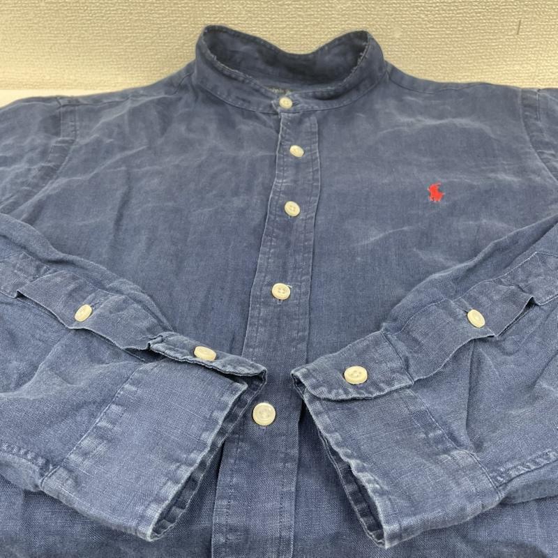 ラルフローレン RALPHLAUREN シャツ、ブラウス 長袖 長袖 シャツ ブラウス 麻100% リネン バンドカラー ロゴ ワンポイント 刺繍 XL ロゴ、文字 X 刺繍 X ワンポイント インディゴ / インディゴ / Indigo メンズ USED 古着 中古 50145662