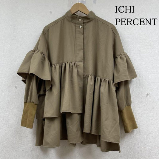 古着 USED シャツ、ブラウス 長袖 ICHI PERCENT ブラウス 長袖 無地 チュニック 短丈ワンピース フリル リブニット バンドカラー 2 無地 ベージュ / ベージュ / beige レディース USED 古着 中古 50145706