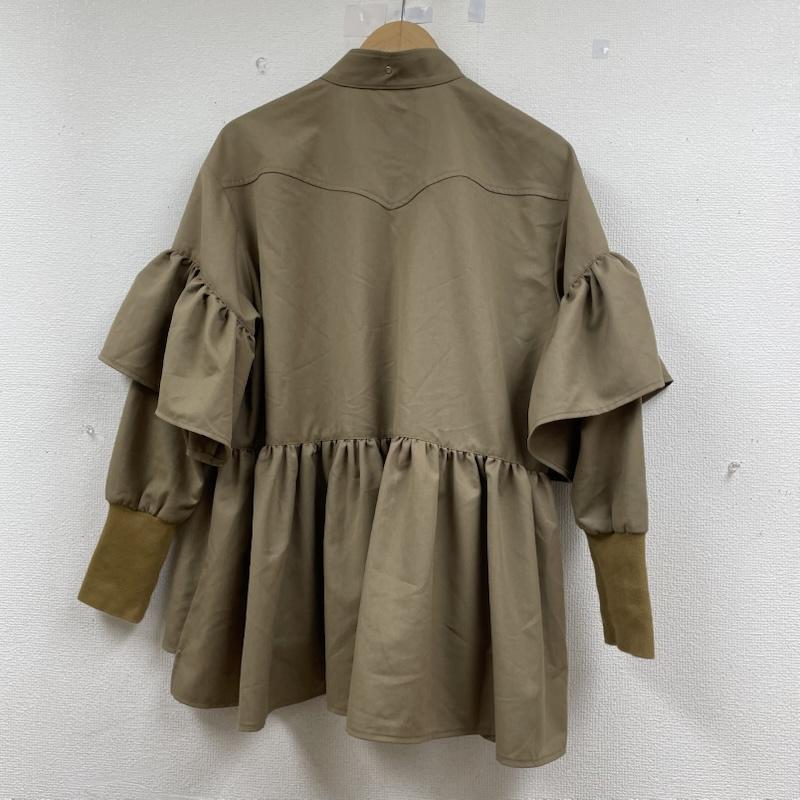 古着 USED シャツ、ブラウス 長袖 ICHI PERCENT ブラウス 長袖 無地 チュニック 短丈ワンピース フリル リブニット バンドカラー 2 無地 ベージュ / ベージュ / beige レディース USED 古着 中古 50145706