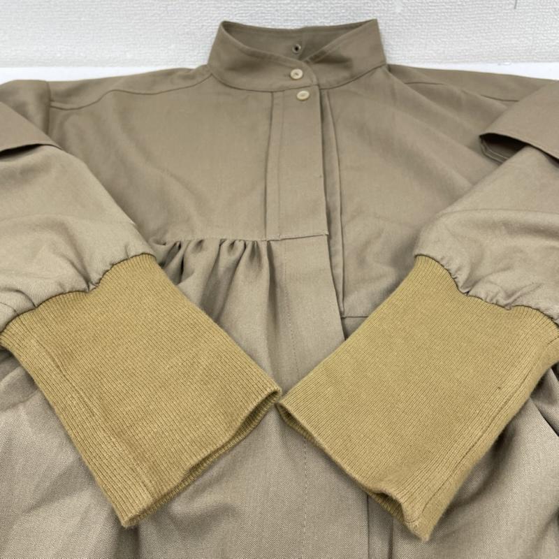 古着 USED シャツ、ブラウス 長袖 ICHI PERCENT ブラウス 長袖 無地 チュニック 短丈ワンピース フリル リブニット バンドカラー 2 無地 ベージュ / ベージュ / beige レディース USED 古着 中古 50145706