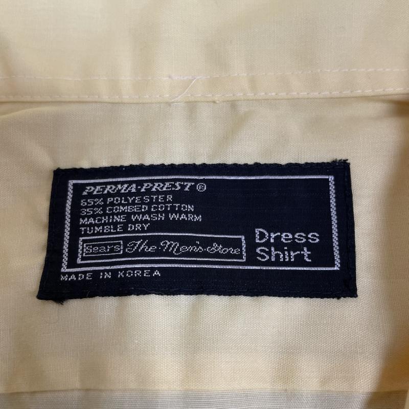 シアーズ SEARS シャツ、ブラウス 長袖 80s ヴィンテージ SEARS 長袖 ドレスシャツ ブラウス Shirt ロングスリーブ 胸ポケット サイズ15 1/2-36 - 無地 黄 / イエロー / yellow メンズ USED 古着 中古 50145710