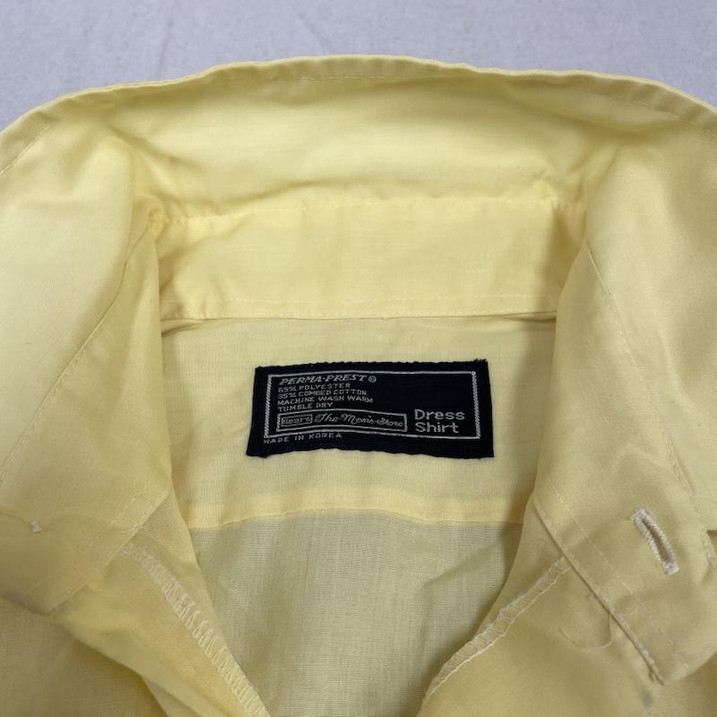 シアーズ SEARS シャツ、ブラウス 長袖 80s ヴィンテージ SEARS 長袖 ドレスシャツ ブラウス Shirt ロングスリーブ 胸ポケット サイズ15 1/2-36 - 無地 黄 / イエロー / yellow メンズ USED 古着 中古 50145710