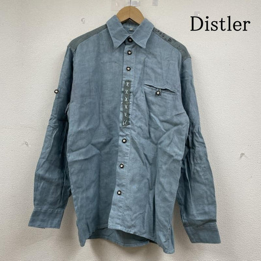 古着 USED シャツ、ブラウス 長袖 ヴィンテージ Distler Tyrolean shirt チロリアン 長袖シャツ 編み上げ ロゴ プリント S ロゴ、文字 X プリント 水色 / ライトブルー / メンズ USED 古着 中古 50145714