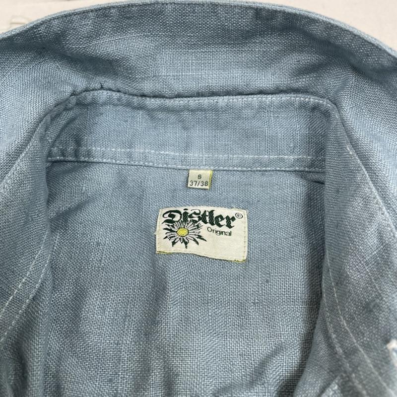 古着 USED シャツ、ブラウス 長袖 ヴィンテージ Distler Tyrolean shirt チロリアン 長袖シャツ 編み上げ ロゴ プリント S ロゴ、文字 X プリント 水色 / ライトブルー / メンズ USED 古着 中古 50145714