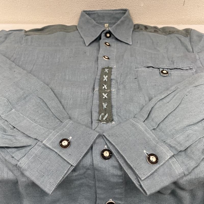 古着 USED シャツ、ブラウス 長袖 ヴィンテージ Distler Tyrolean shirt チロリアン 長袖シャツ 編み上げ ロゴ プリント S ロゴ、文字 X プリント 水色 / ライトブルー / メンズ USED 古着 中古 50145714