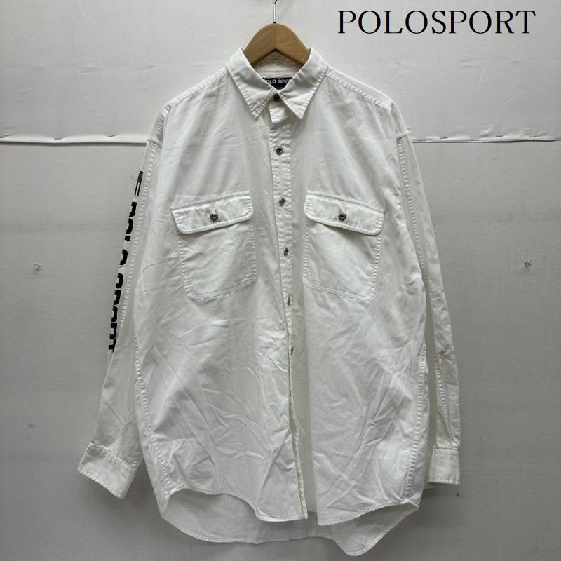ポロスポーツラルフローレン POLOSPORT シャツ、ブラウス 長袖 90s 袖 ロゴ レギュラーカラー シャツ M 白 / ホワイト / white メンズ USED 古着 中古 50145723