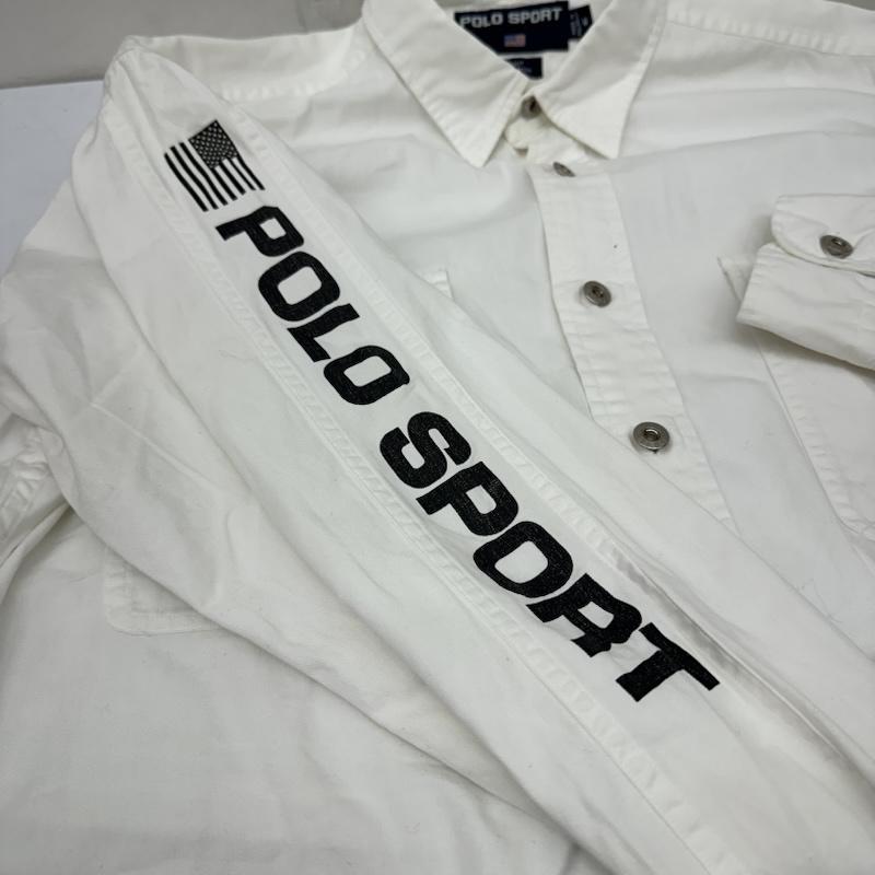 ポロスポーツラルフローレン POLOSPORT シャツ、ブラウス 長袖 90s 袖 ロゴ レギュラーカラー シャツ M 白 / ホワイト / white メンズ USED 古着 中古 50145723