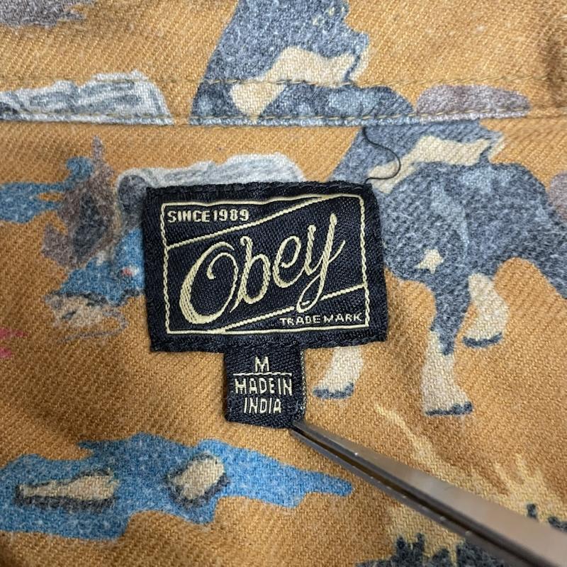 オベイ OBEY シャツ、ブラウス 長袖 長袖 フランネルシャツ ブラウス Shirt ロングスリーブ 総柄 プリント M 総柄 マルチカラー / マルチカラー / multicolor メンズ USED 古着 中古 50145746