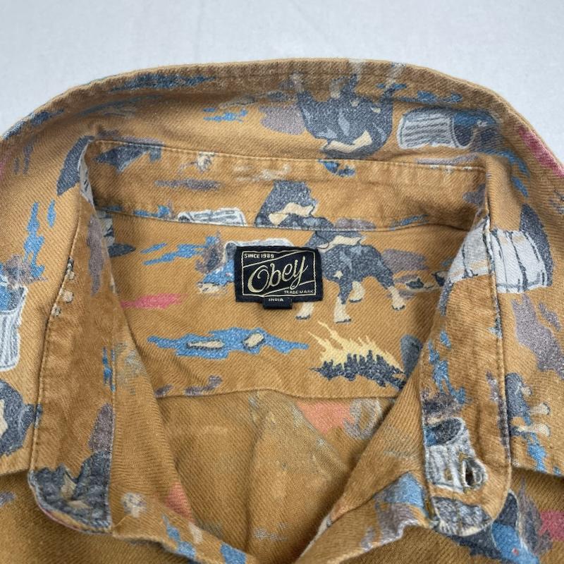 オベイ OBEY シャツ、ブラウス 長袖 長袖 フランネルシャツ ブラウス Shirt ロングスリーブ 総柄 プリント M 総柄 マルチカラー / マルチカラー / multicolor メンズ USED 古着 中古 50145746