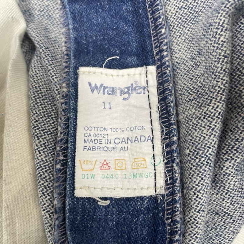 ラングラー Wrangler パンツ デニム、ジーンズ 80s ヴィンテージ カナダ製 スリム デニム パンツ ジップフライ ロゴ 刺繍 パッチ サイズ11 - ロゴ、文字 X 刺繍 インディゴ / インディゴ / Indigo メンズ USED 古着 中古 50145748