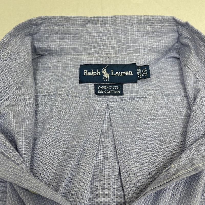 ラルフローレン RALPHLAUREN シャツ、ブラウス 長袖 90s YARMOUTH 長袖 ボタンダウン シャツ ブラウス チェック サイズ14 1/2 36/37 - チェック X ワンポイント X ロゴ、文字 X 刺繍 白 / ホワイト / white X 青 / ブルー / blue メンズ USED 古着 中古 50145759