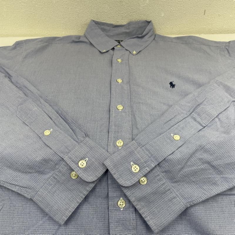 ラルフローレン RALPHLAUREN シャツ、ブラウス 長袖 90s YARMOUTH 長袖 ボタンダウン シャツ ブラウス チェック サイズ14 1/2 36/37 - チェック X ワンポイント X ロゴ、文字 X 刺繍 白 / ホワイト / white X 青 / ブルー / blue メンズ USED 古着 中古 50145759