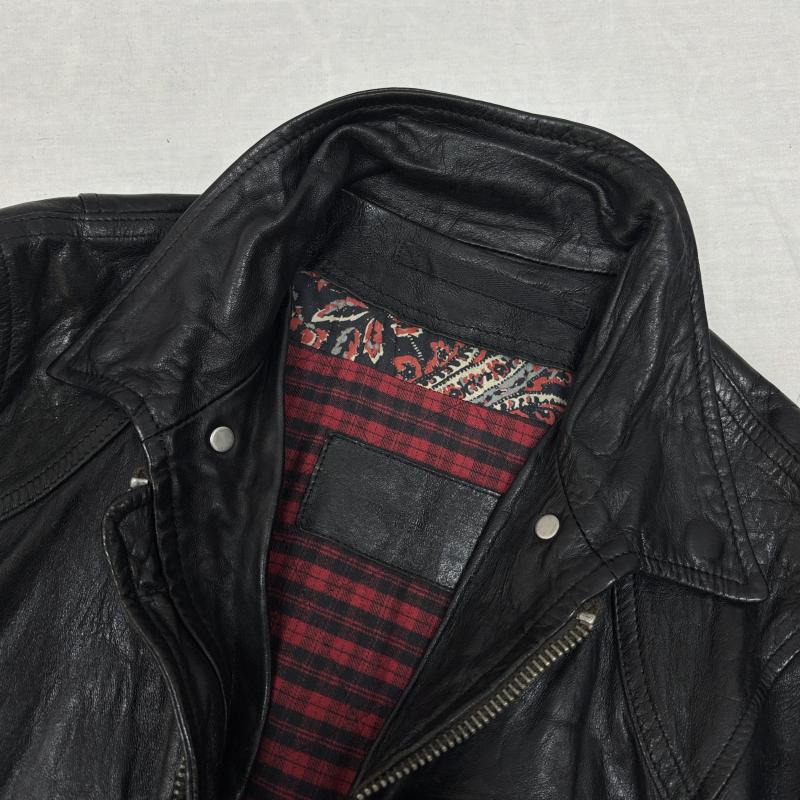 ゴールデングースデラックスブランド GOLDEN GOOSE DELUXE BRAND ジャケット、上着 ライダース G23U532 シングル ライダース カーフ レザー ジャケット エルボーパッチ スター スタッズ XS チェック 黒 / ブラック / black メンズ USED 古着 中古 50145948