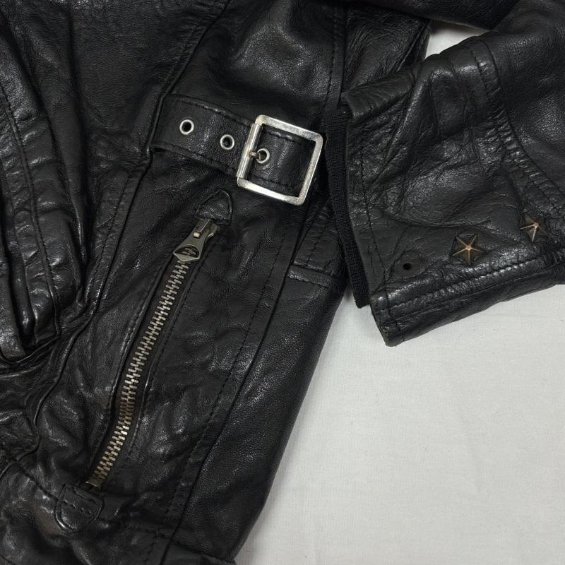 ゴールデングースデラックスブランド GOLDEN GOOSE DELUXE BRAND ジャケット、上着 ライダース G23U532 シングル ライダース カーフ レザー ジャケット エルボーパッチ スター スタッズ XS チェック 黒 / ブラック / black メンズ USED 古着 中古 50145948