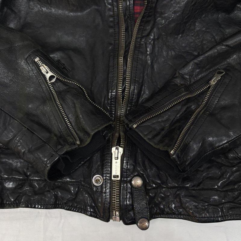 ゴールデングースデラックスブランド GOLDEN GOOSE DELUXE BRAND ジャケット、上着 ライダース G23U532 シングル ライダース カーフ レザー ジャケット エルボーパッチ スター スタッズ XS チェック 黒 / ブラック / black メンズ USED 古着 中古 50145948