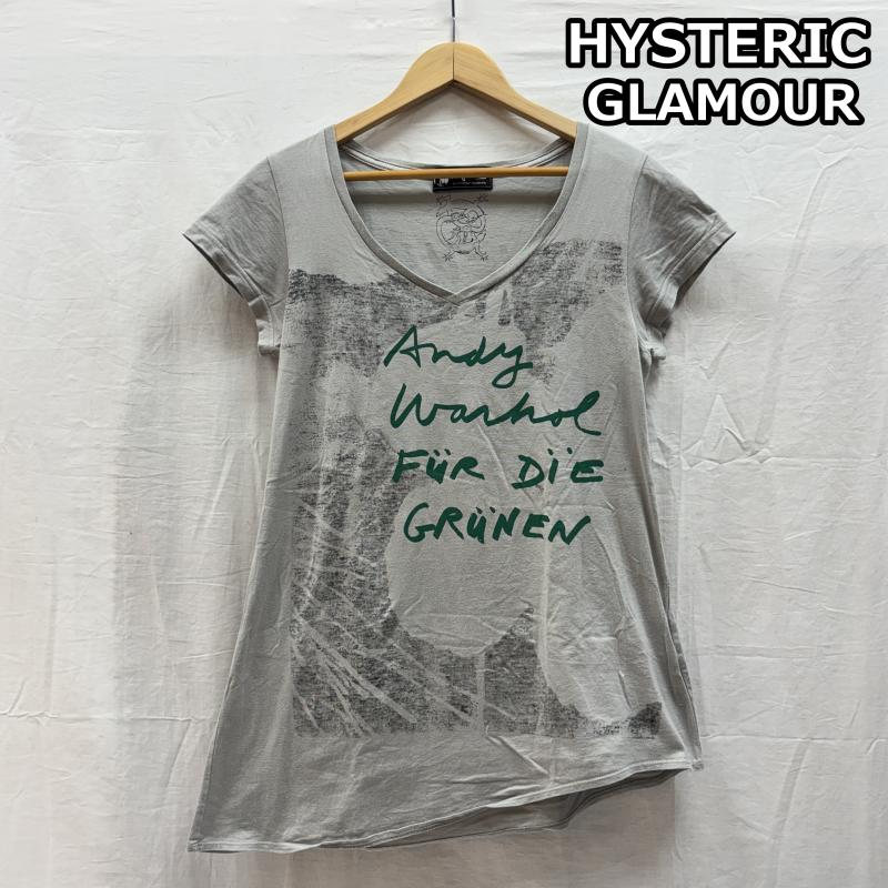 ヒステリックグラマー HYSTERIC GLAMOUR Tシャツ 半袖 Andy Warhol アンディーウォーホル アシンメトリー 変形 Tシャツ 0323CT01 FREE ロゴ、文字 X プリント 灰 / グレー / gray レディース USED 古着 中古 50145965