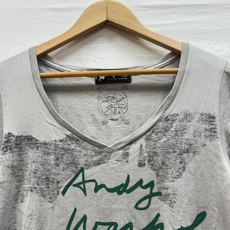 ヒステリックグラマー HYSTERIC GLAMOUR Tシャツ 半袖 Andy Warhol アンディーウォーホル アシンメトリー 変形 Tシャツ 0323CT01 FREE ロゴ、文字 X プリント 灰 / グレー / gray レディース USED 古着 中古 50145965