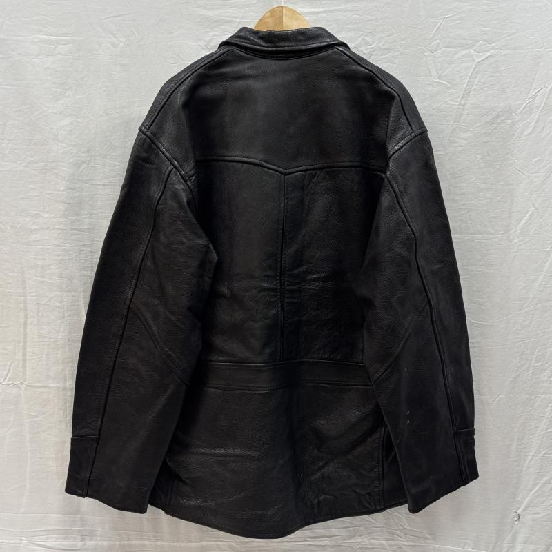 古着 USED ジャケット、上着 レザージャケット LES GAULOIS ERIKSON S フランス製 レザー ジャケット ハーフコート 裏チェック シボ革 L チェック 黒 / ブラック / black メンズ USED 古着 中古 50145967