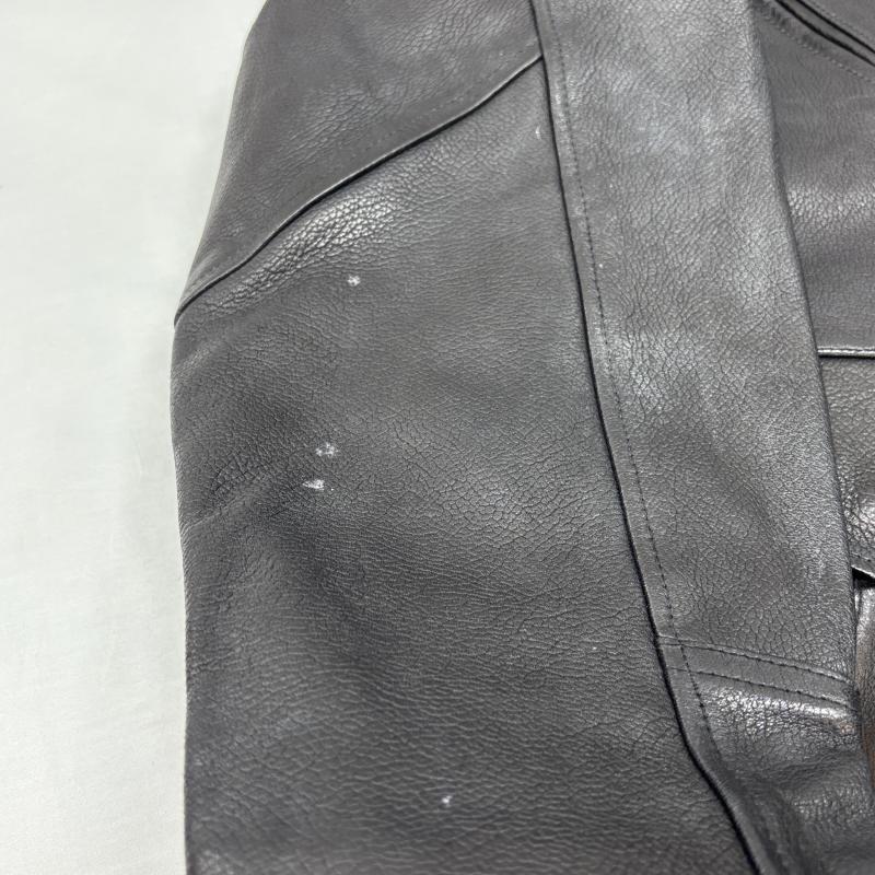 古着 USED ジャケット、上着 レザージャケット LES GAULOIS ERIKSON S フランス製 レザー ジャケット ハーフコート 裏チェック シボ革 L チェック 黒 / ブラック / black メンズ USED 古着 中古 50145967