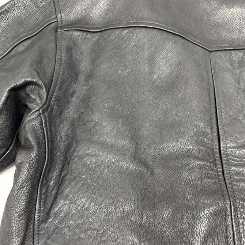 古着 USED ジャケット、上着 レザージャケット LES GAULOIS ERIKSON S フランス製 レザー ジャケット ハーフコート 裏チェック シボ革 L チェック 黒 / ブラック / black メンズ USED 古着 中古 50145967