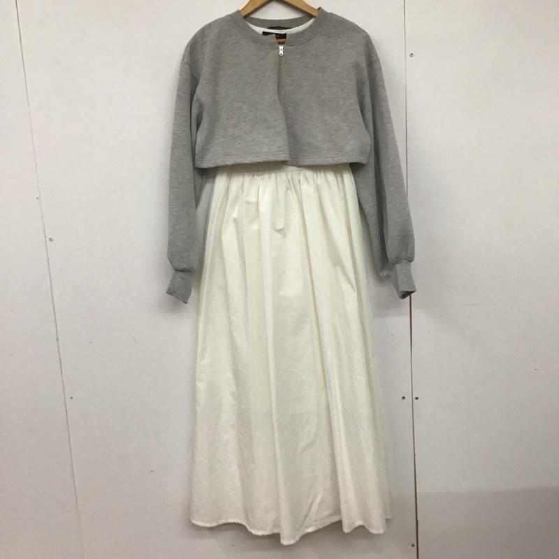 ダブルクローゼット w closet ワンピース ロングスカート 341257 コンビワンピース 裏起毛 スウェット ノースリーブワンピース セット 異素材ワンピース FREE 無地 白 / ホワイト / X 灰 / グレー /  レディース USED 古着 中古 10146504