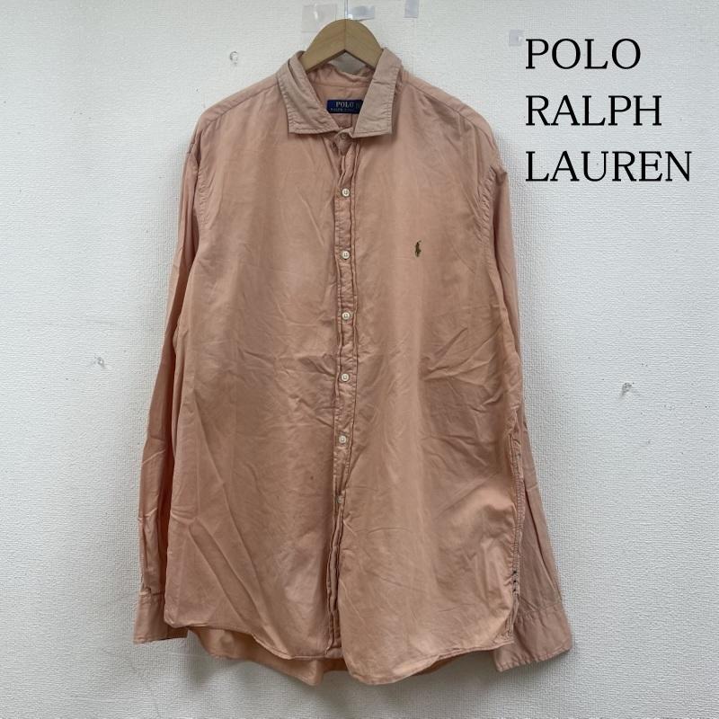 ポロラルフローレン POLO RALPH LAUREN シャツ、ブラウス 長袖 長袖 シャツ ブラウス Shirt ロングスリーブ ボタン ポニーロゴ 刺繍 ワンポイント 大きめ サーモンピンク XXL ロゴ、文字 X 刺繍 X ワンポイント 橙 / オレンジ / orange メンズ USED 古着 中古 50146025