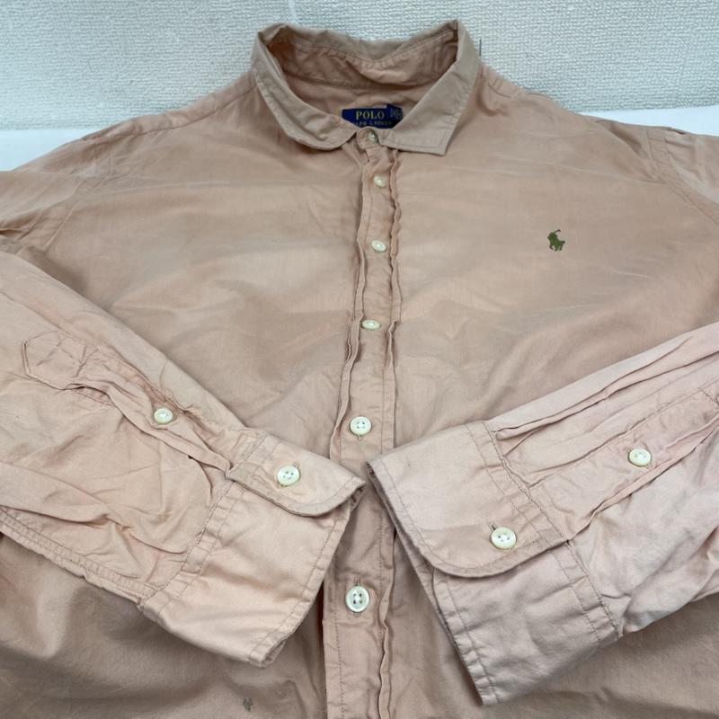 ポロラルフローレン POLO RALPH LAUREN シャツ、ブラウス 長袖 長袖 シャツ ブラウス Shirt ロングスリーブ ボタン ポニーロゴ 刺繍 ワンポイント 大きめ サーモンピンク XXL ロゴ、文字 X 刺繍 X ワンポイント 橙 / オレンジ / orange メンズ USED 古着 中古 50146025