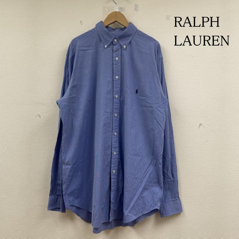 ラルフローレン RALPHLAUREN シャツ、ブラウス 長袖 長袖 オックスフォード ボタンダウンシャツ ブラウス Shirt ロングスリーブ ポニーロゴ 刺繍 ワンポイント サイズXLT - ロゴ、文字 X 刺繍 X ワンポイント 青 / ブルー / blue メンズ USED 古着 中古 50146026