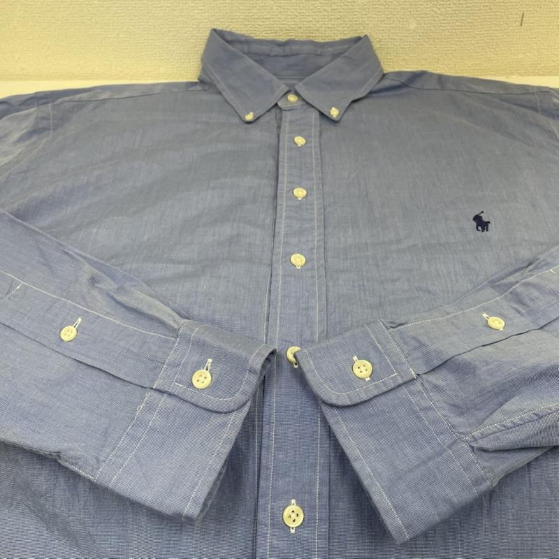 ラルフローレン RALPHLAUREN シャツ、ブラウス 長袖 長袖 オックスフォード ボタンダウンシャツ ブラウス Shirt ロングスリーブ ポニーロゴ 刺繍 ワンポイント サイズXLT - ロゴ、文字 X 刺繍 X ワンポイント 青 / ブルー / blue メンズ USED 古着 中古 50146026
