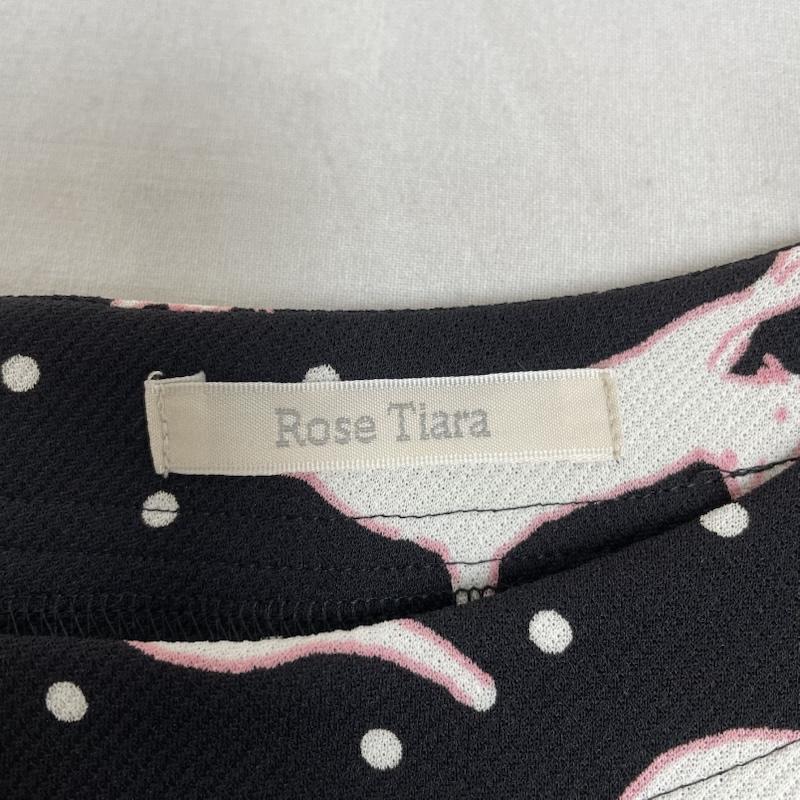 ローズティアラ Rose Tiara ワンピース ひざ丈スカート 大きいサイズ ワンピース ひざ丈 フレアスカート チュニック アニマル 犬 猫柄 ドット プリント フリル 背面ジップ 42 ドット X アニマル柄 X プリント 黒 / ブラック / black レディース USED 古着 中古 50146069