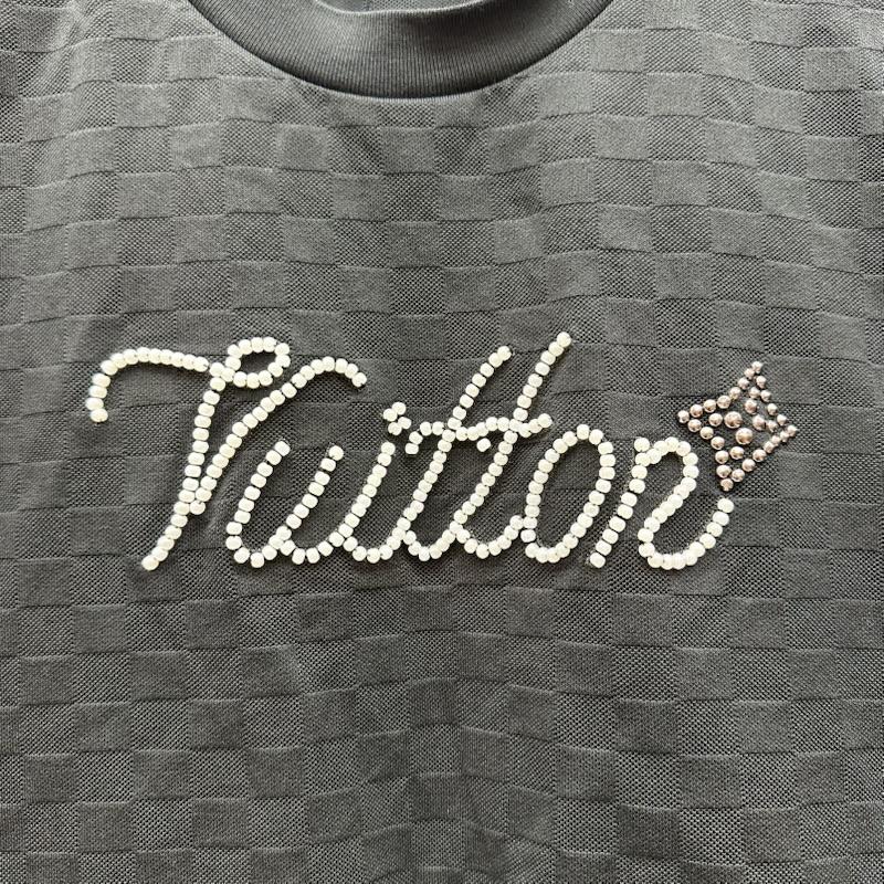 ルイヴィトン LOUIS VUITTON Tシャツ 半袖 25SS フロント ロゴ ビーズデザイン クルーネック Tシャツ RM252M JUV HTY93W M 黒 / ブラック / black メンズ USED 古着 中古 50146070
