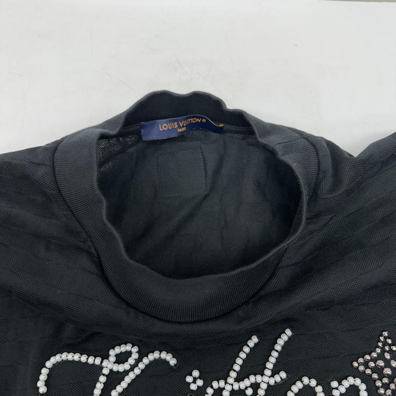 ルイヴィトン LOUIS VUITTON Tシャツ 半袖 25SS フロント ロゴ ビーズデザイン クルーネック Tシャツ RM252M JUV HTY93W M 黒 / ブラック / black メンズ USED 古着 中古 50146070