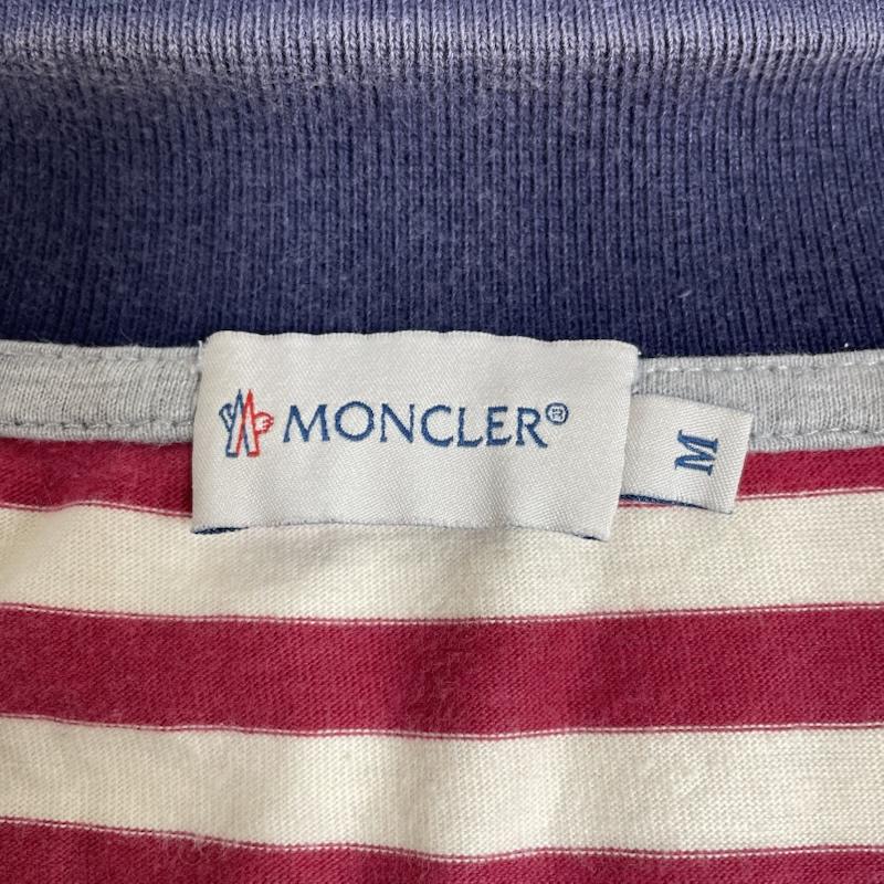 モンクレール MONCLER ポロシャツ 半袖 半袖 ポロシャツ 袖ロゴ 刺繍 ワンポイント ボタン ボーダー柄 121-091-83421-00 M ボーダー柄 X ロゴ、文字 X 刺繍 白 / ホワイト / white X 赤 / レッド / red X 紺 / ネイビー / navy メンズ USED 古着 中古 50146126