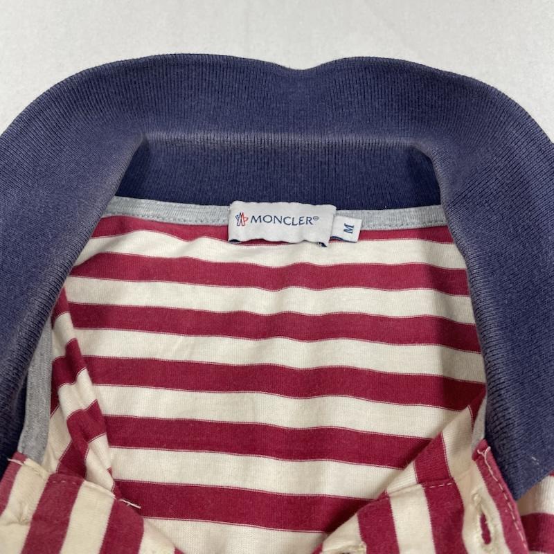 モンクレール MONCLER ポロシャツ 半袖 半袖 ポロシャツ 袖ロゴ 刺繍 ワンポイント ボタン ボーダー柄 121-091-83421-00 M ボーダー柄 X ロゴ、文字 X 刺繍 白 / ホワイト / white X 赤 / レッド / red X 紺 / ネイビー / navy メンズ USED 古着 中古 50146126