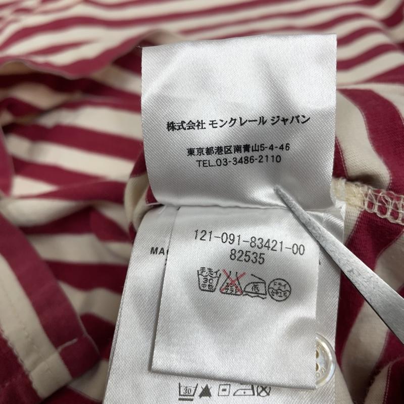モンクレール MONCLER ポロシャツ 半袖 半袖 ポロシャツ 袖ロゴ 刺繍 ワンポイント ボタン ボーダー柄 121-091-83421-00 M ボーダー柄 X ロゴ、文字 X 刺繍 白 / ホワイト / white X 赤 / レッド / red X 紺 / ネイビー / navy メンズ USED 古着 中古 50146126