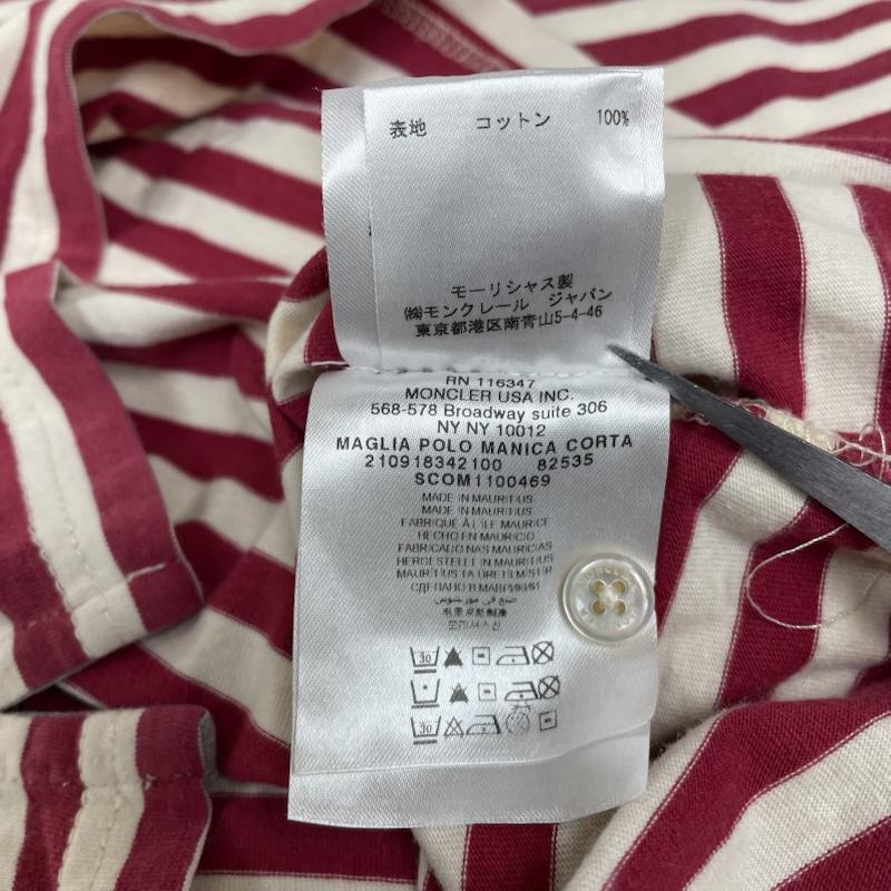 モンクレール MONCLER ポロシャツ 半袖 半袖 ポロシャツ 袖ロゴ 刺繍 ワンポイント ボタン ボーダー柄 121-091-83421-00 M ボーダー柄 X ロゴ、文字 X 刺繍 白 / ホワイト / white X 赤 / レッド / red X 紺 / ネイビー / navy メンズ USED 古着 中古 50146126
