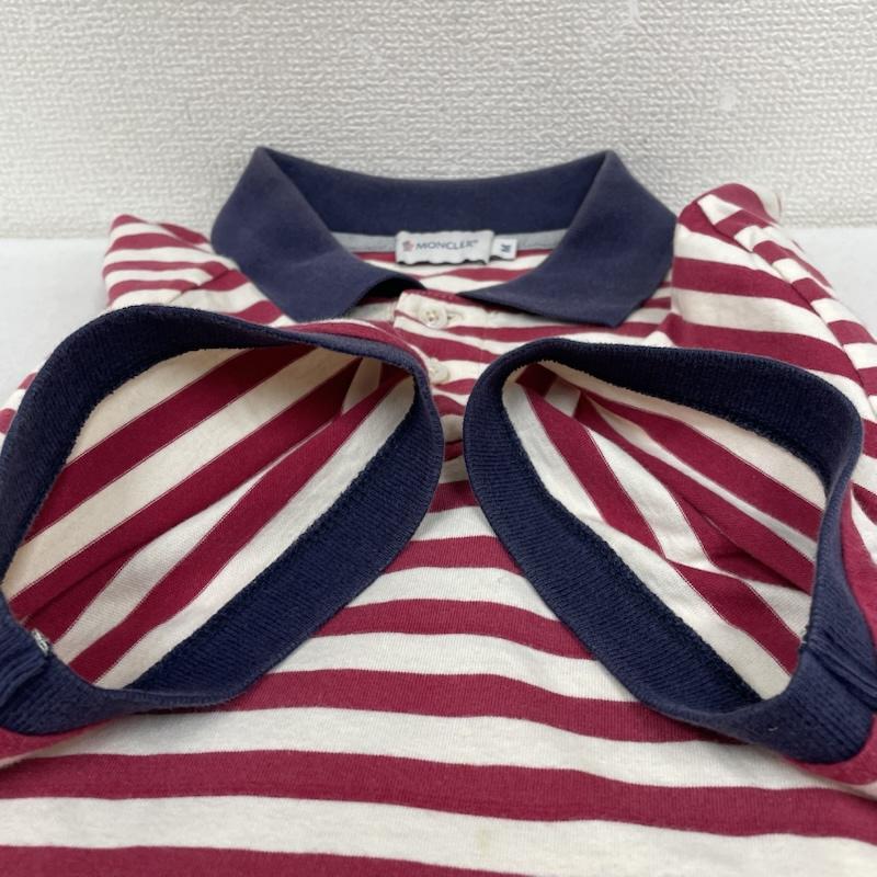 モンクレール MONCLER ポロシャツ 半袖 半袖 ポロシャツ 袖ロゴ 刺繍 ワンポイント ボタン ボーダー柄 121-091-83421-00 M ボーダー柄 X ロゴ、文字 X 刺繍 白 / ホワイト / white X 赤 / レッド / red X 紺 / ネイビー / navy メンズ USED 古着 中古 50146126