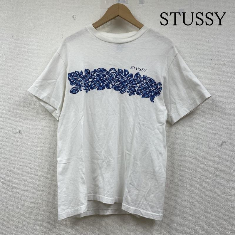 ステューシー STUSSY Tシャツ 半袖 90s 00s 銀タグ USA OLD 半袖 Tシャツ Shirt ハイビスカス ロゴ プリント M ロゴ、文字 X 花柄 X プリント 白 / ホワイト / white メンズ USED 古着 中古 50146131