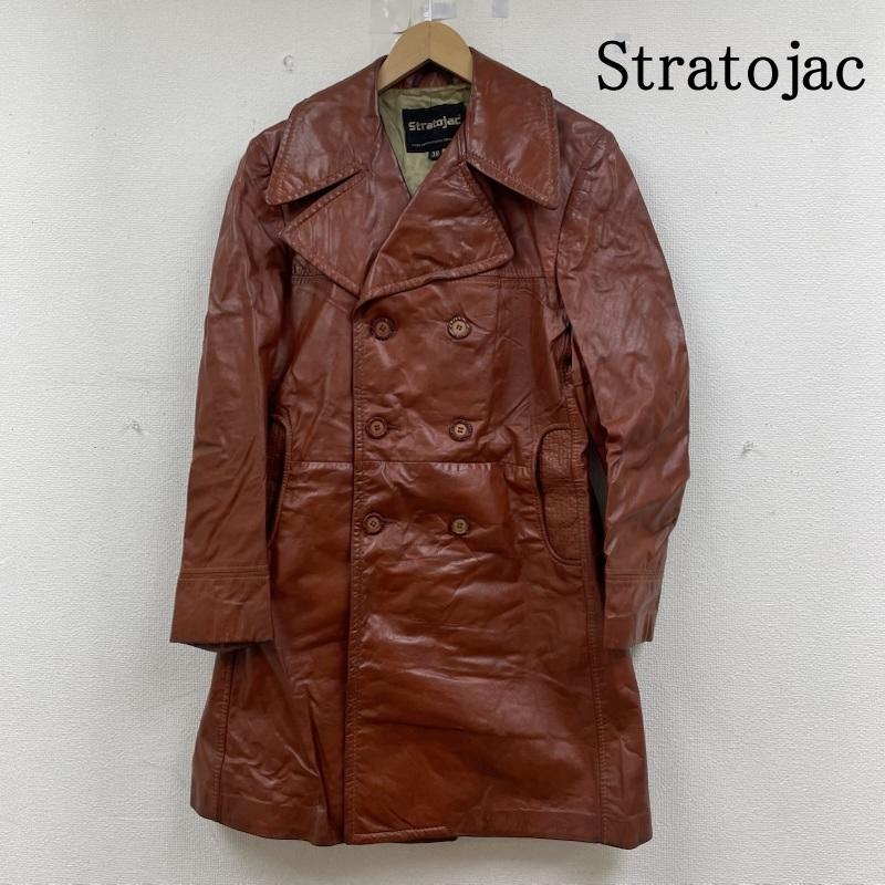 古着 USED コート コート一般 Stratojac ヴィンテージ レザー コート 本革 ダブルボタン リアルレザー ジャケット 38 無地 茶 / ブラウン / brown メンズ USED 古着 中古 50146155