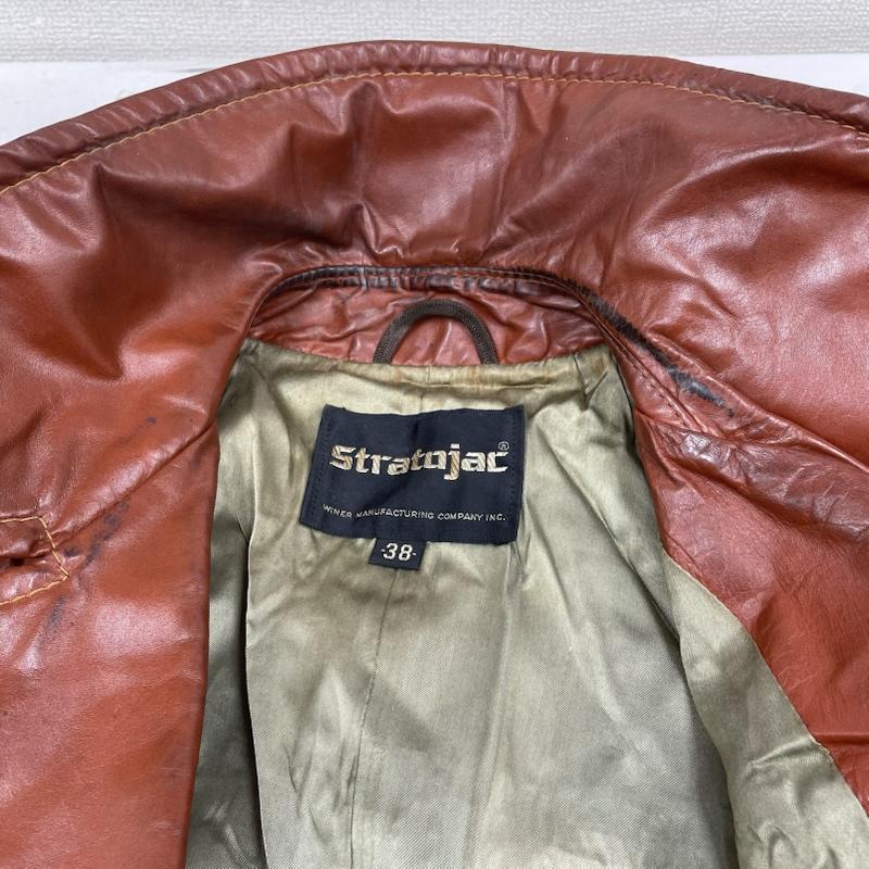 古着 USED コート コート一般 Stratojac ヴィンテージ レザー コート 本革 ダブルボタン リアルレザー ジャケット 38 無地 茶 / ブラウン / brown メンズ USED 古着 中古 50146155